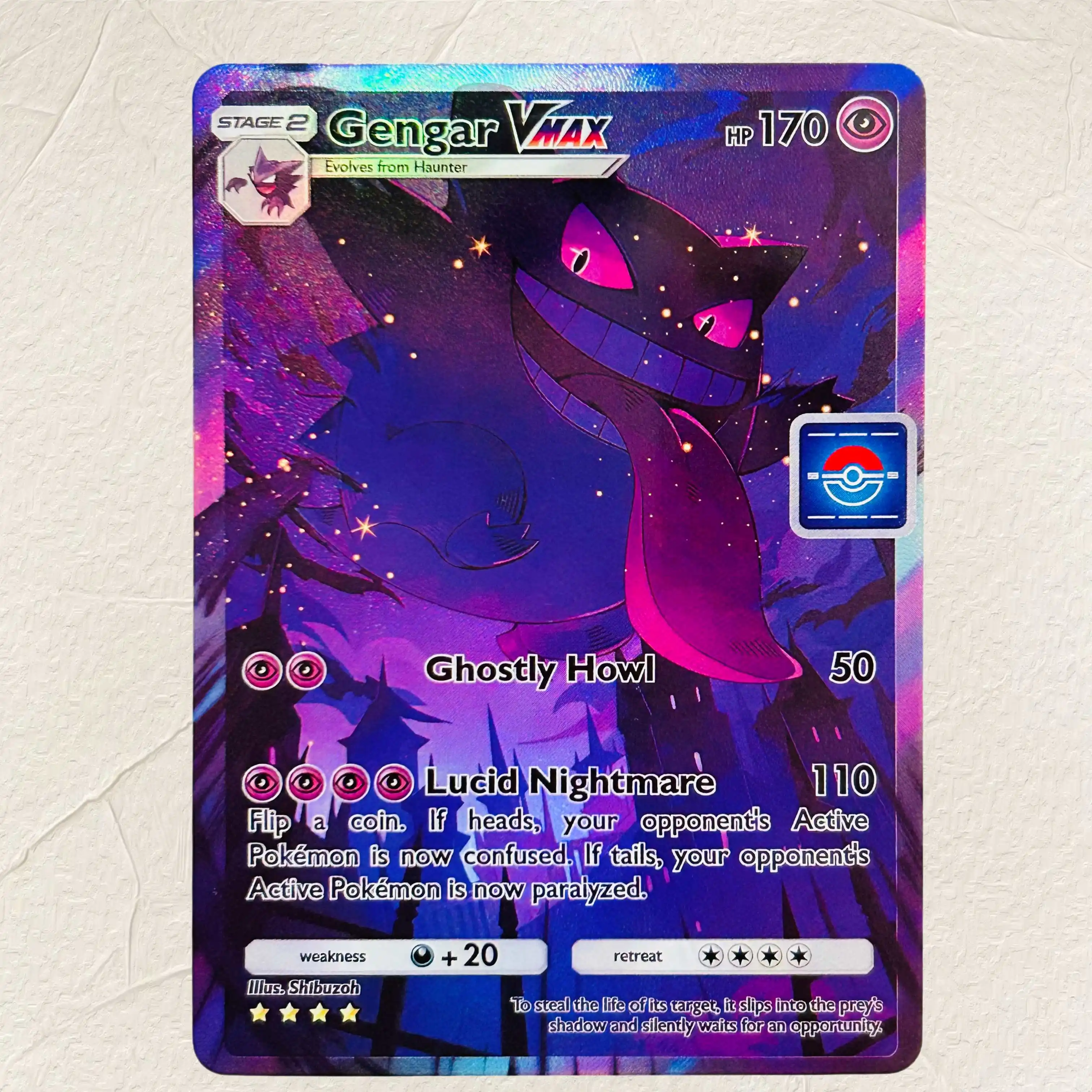 Board Game English - DIY Pokemon Gengar VMAX Holografische Texturkarten