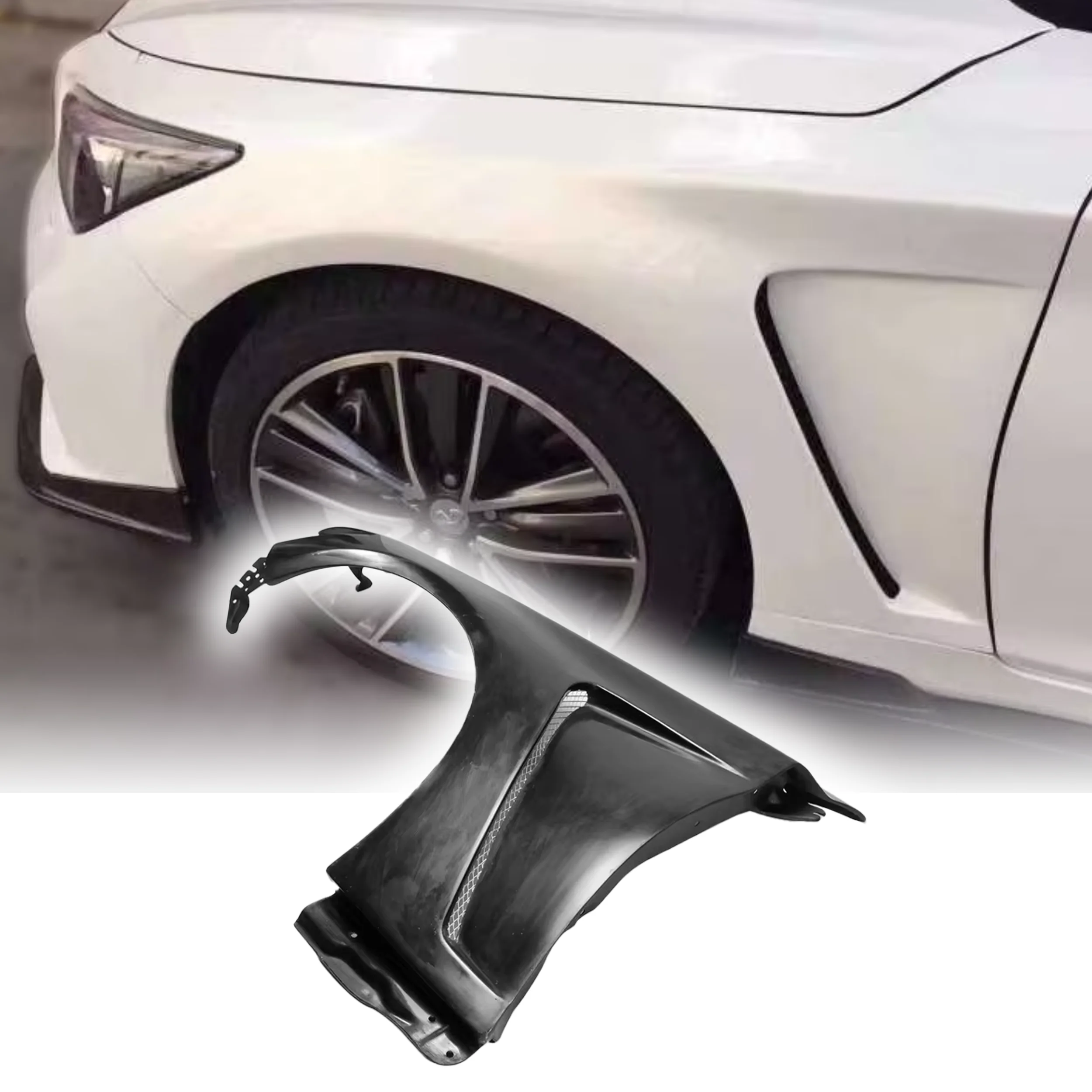 

Applicable toFor Infiniti Q50 EAU Style Fiberglass Front Vented Fender Fiber Glass Accessories