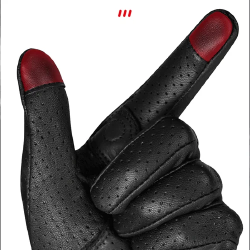 Imagen 2 del producto Guantes transpirables de verano para motocicleta para hombre y mujer, guantes de cuero para Moto de carbono para ciclismo de invierno, guantes con dedos completos para Motor de motocross