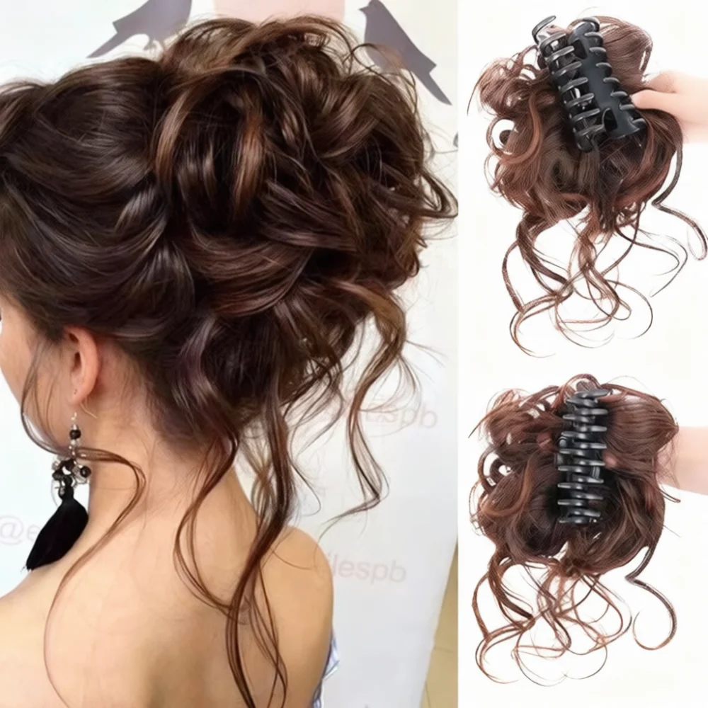 Natural Messy Bun Claw Clip Hair Extension Fluffy Synthetic Chignon Hairpiece Comfortable Updo Styling For Thick Hair