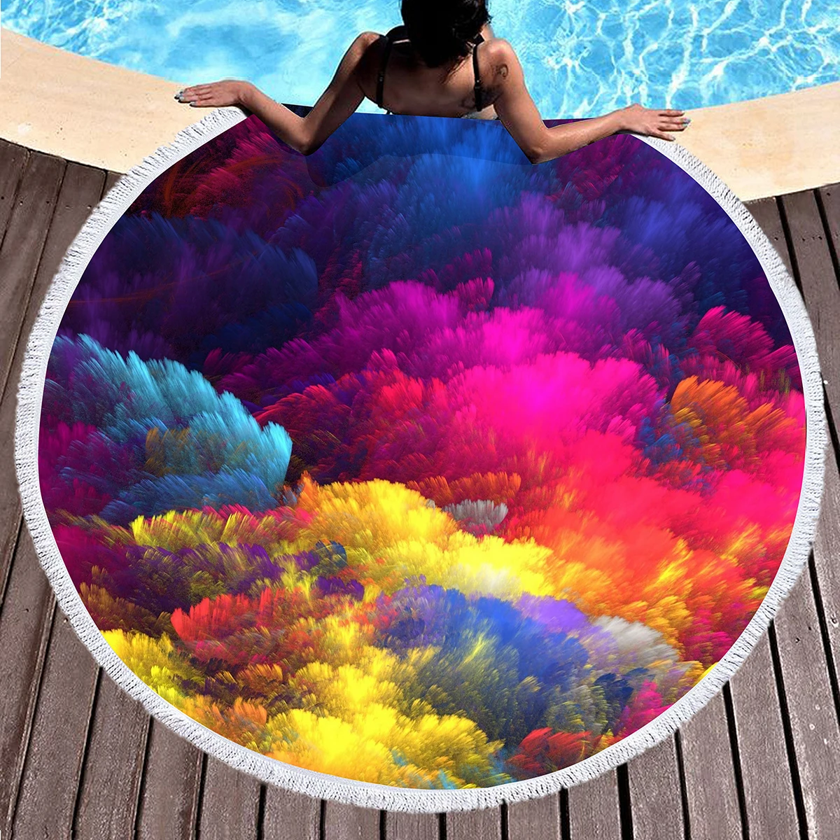 Abstract Wallpaper Modern Round Beach Towels Fast Dry Super Water Absorbent Towels,Ultra Soft Sand Proof Beach Towel Blankets