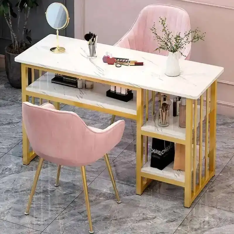 

Manicure Tables Minimalist Shop Modern Nail Table and Chair Set Japanese Luxury Double Nail Manicure Tables with Drawers B