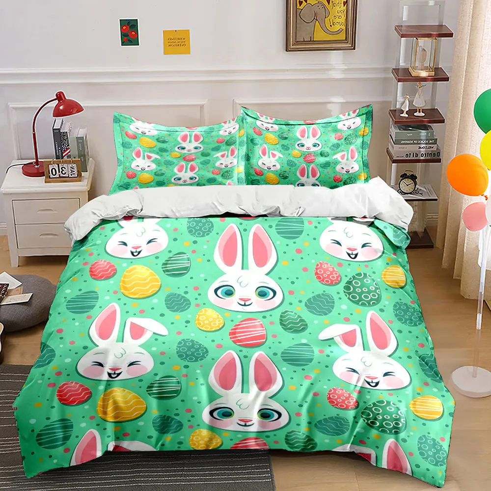 

Easter Bunny and Egg Pattern Exquisite three-piece bedding set gift for kids and adults