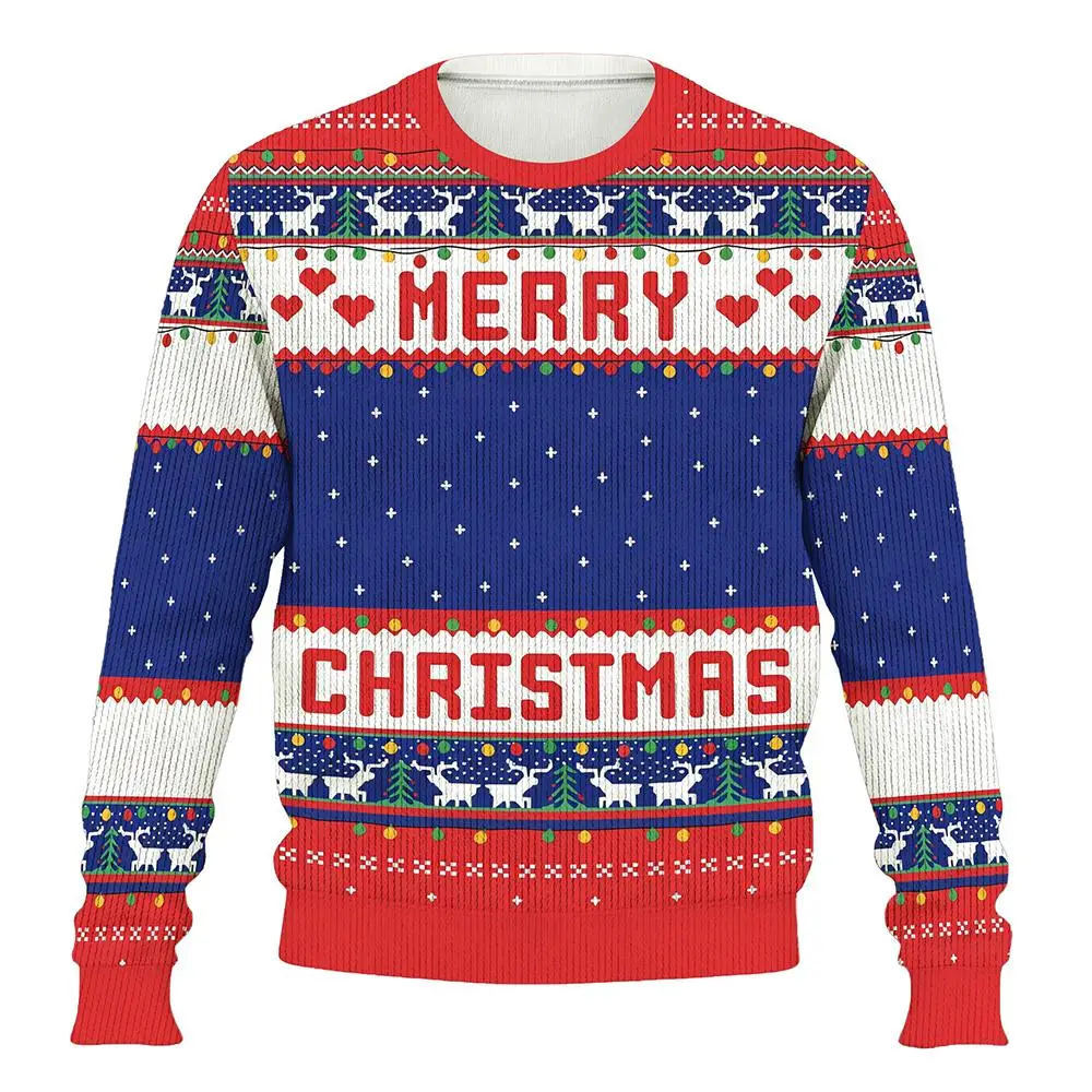 Funny Customizable Photo Ugly Christmas Sweater Personalized DIY Face Family Pullovers 3D Printed Patterned Men_Women Gift Tops