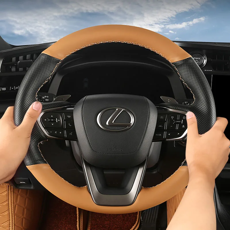 

Hand-stitched non-slip genuine Leather Car Steering Wheel Cover For Lexus NX 250 NX260 NX350 NX350h NX450h 2022 2023 Accessories