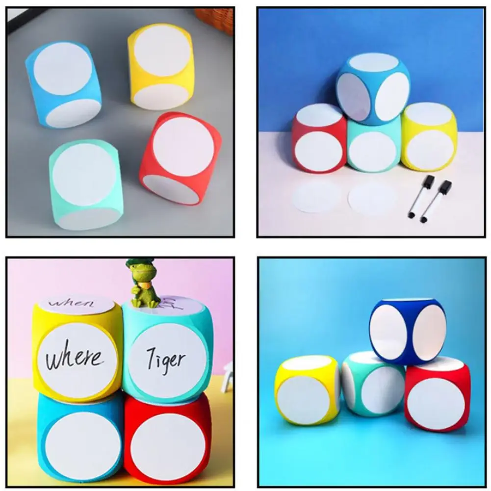 10cm Erasable EVA Dice Foam Game Cube Large Dry Erase Block Writable Playing Dice Prop Kids Educational Toy Party Game Supplies