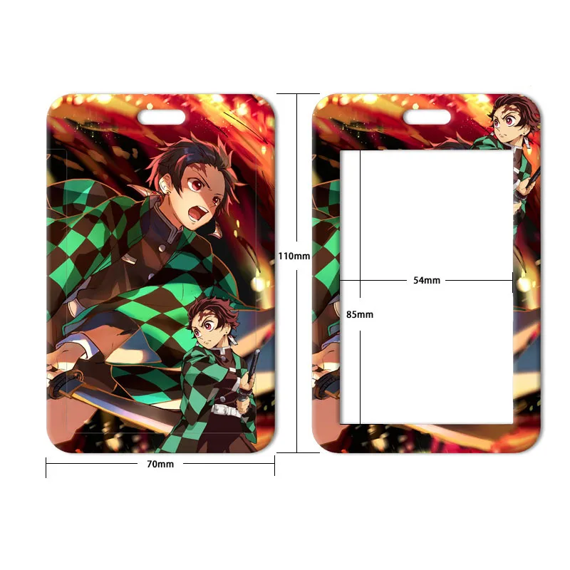 Anime Demon Slayer Print Keychain Ribbon Lanyards for Keys ID Card Phone Straps Hanging Rope Lariat Students Badge Pass Holder