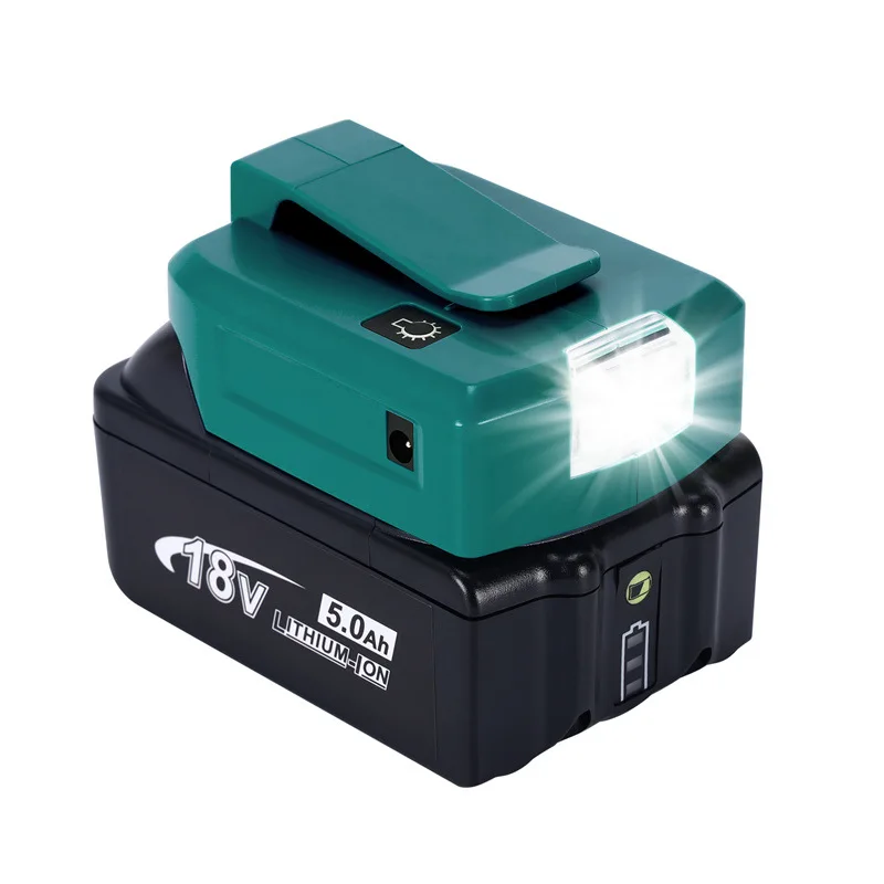 

with 3 Modes LED Working Light Emergency Lamp Dual USB LED Adapter For Black Decker Stanley 14.4V 18V Li-ion Battery Converter