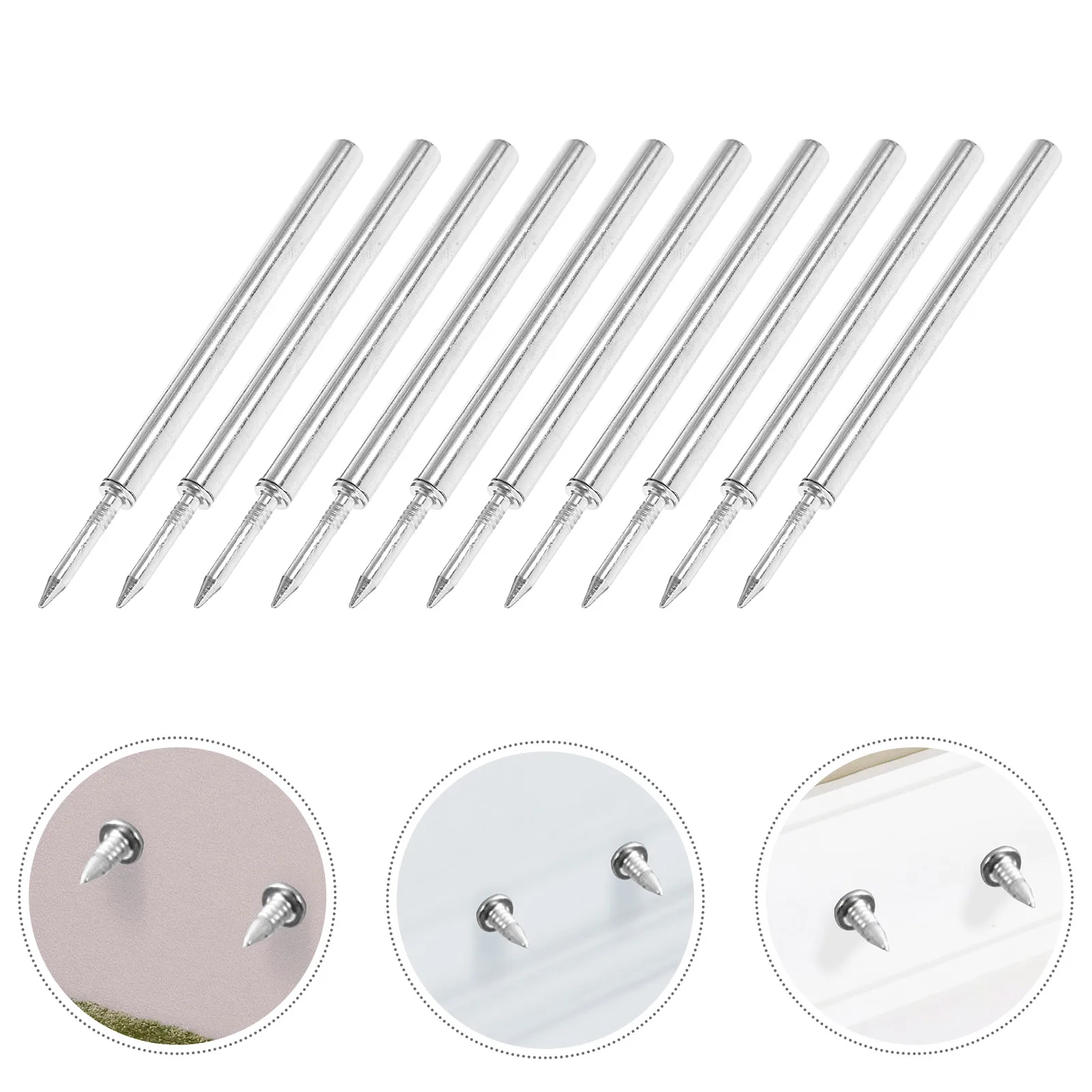 

1 set Hanging No Trace Double Head Skirting Baseboard Nails Stainless Steel Silver Rust Resistant Heavy Duty Screws for Drywall