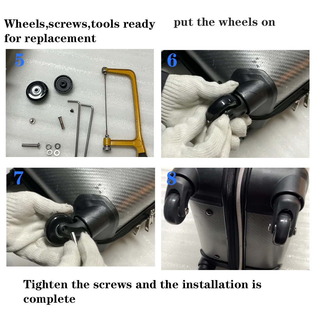 4 PCS Luggage Wheel Replacement Kit With Screw Tool Diameter 40/50/60mm For Trolley Travel Bag DIY Silent Wear-Resistant Casters