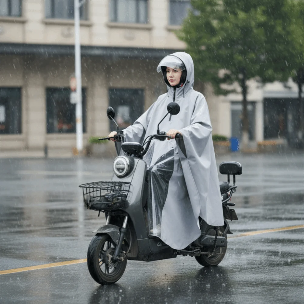 

Thickened Electric Scooter Raincoat Single Person Windproof Rainproof Raincoat Visual Design Waterproof Full Body Raincoat