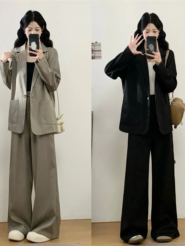 

plus Size Fashionable Casual Suit Set Autumn Outerwear Conceal Flattering Loose Pants Two Piece Set Women's Premium Style