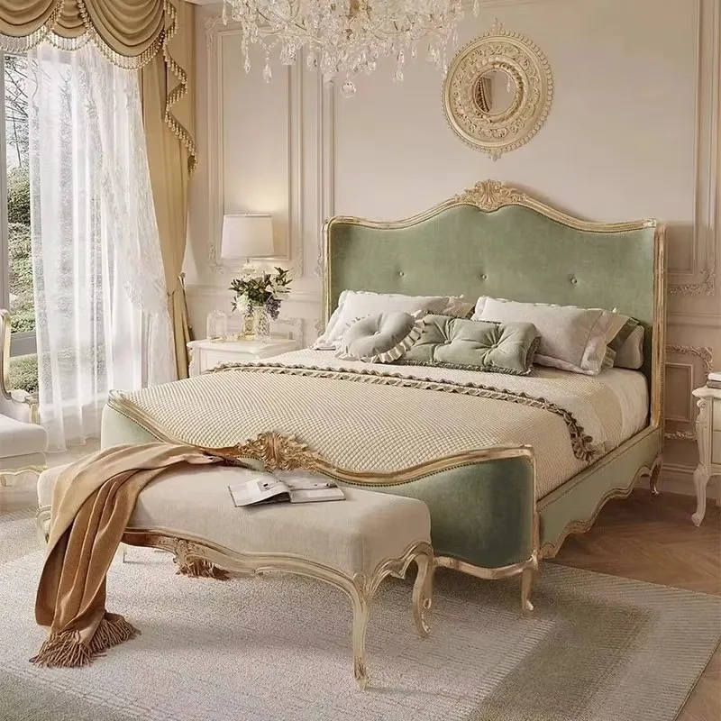 French Solid Wood Double Princess Bed American Light Luxury High-End Bedroom Master Bed Wedding Bed