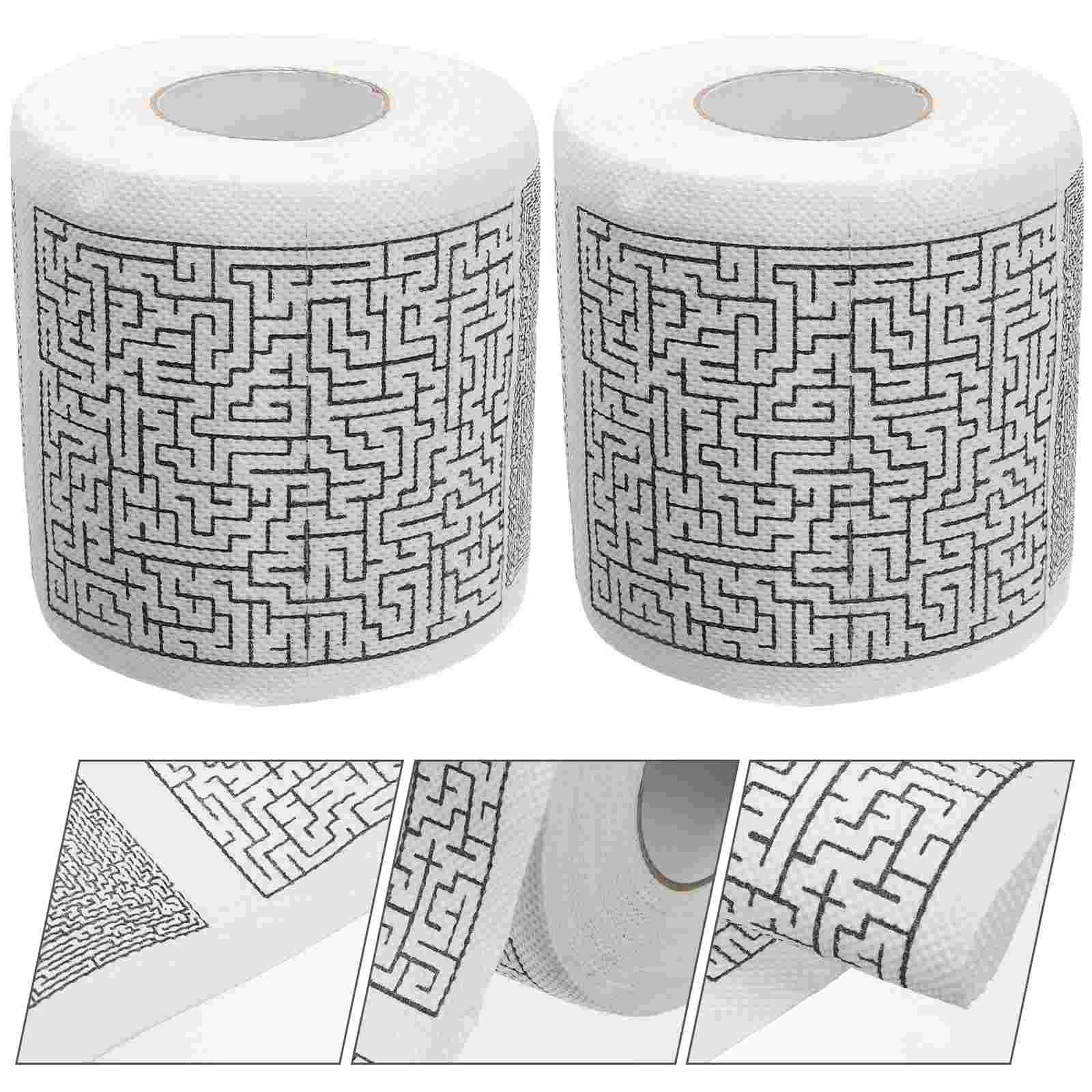 2 Rolls Bathroom Decor Printed Toilet Paper Napkin Take Used Papers Napkins Funny