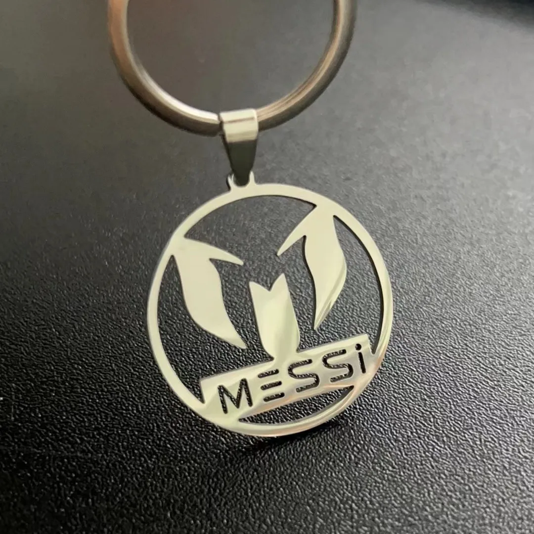 HNSP Lionel Messi Stainless Steel Key Chain For Football Fan Soccer Star Keychain Men Boy Gift