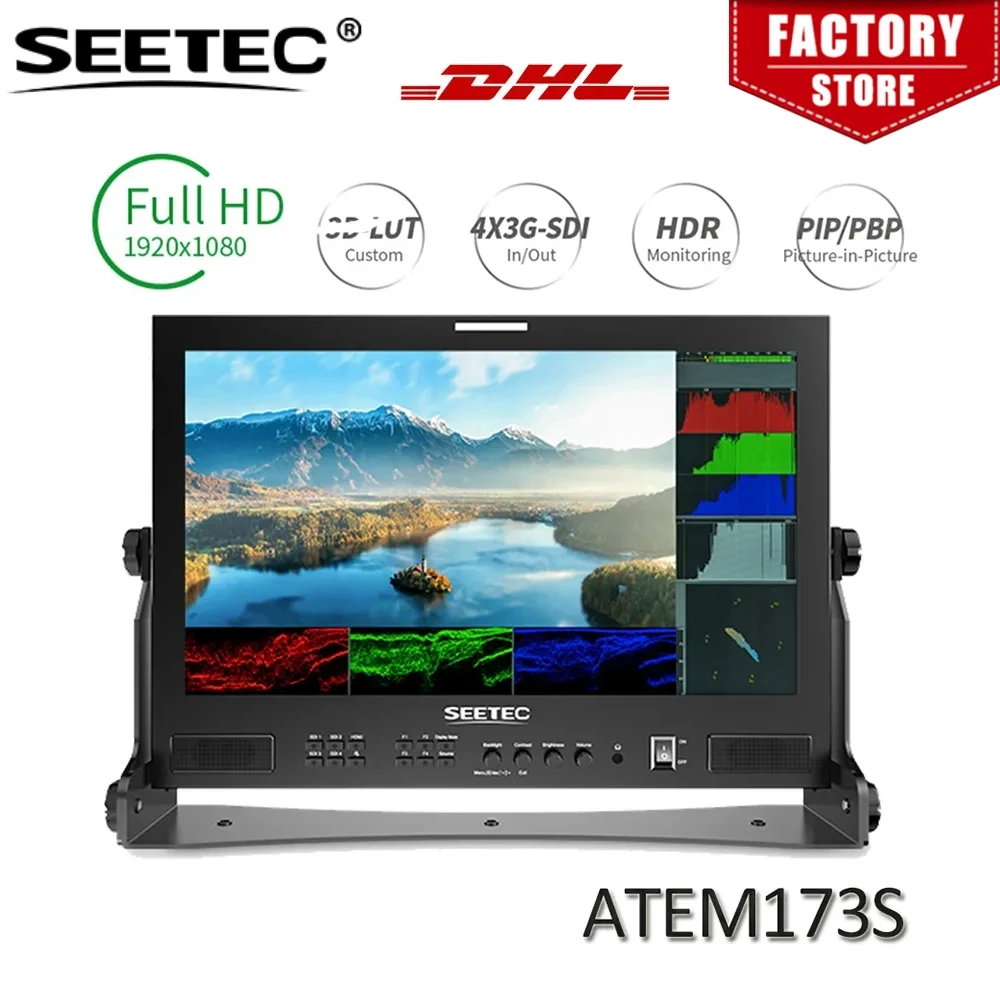 

SEETEC ATEM173S 17.3" 3G-SDI HDMI Professional Broadcast HDR Accurate High Resolution 1920x1080 Waveform Monitor