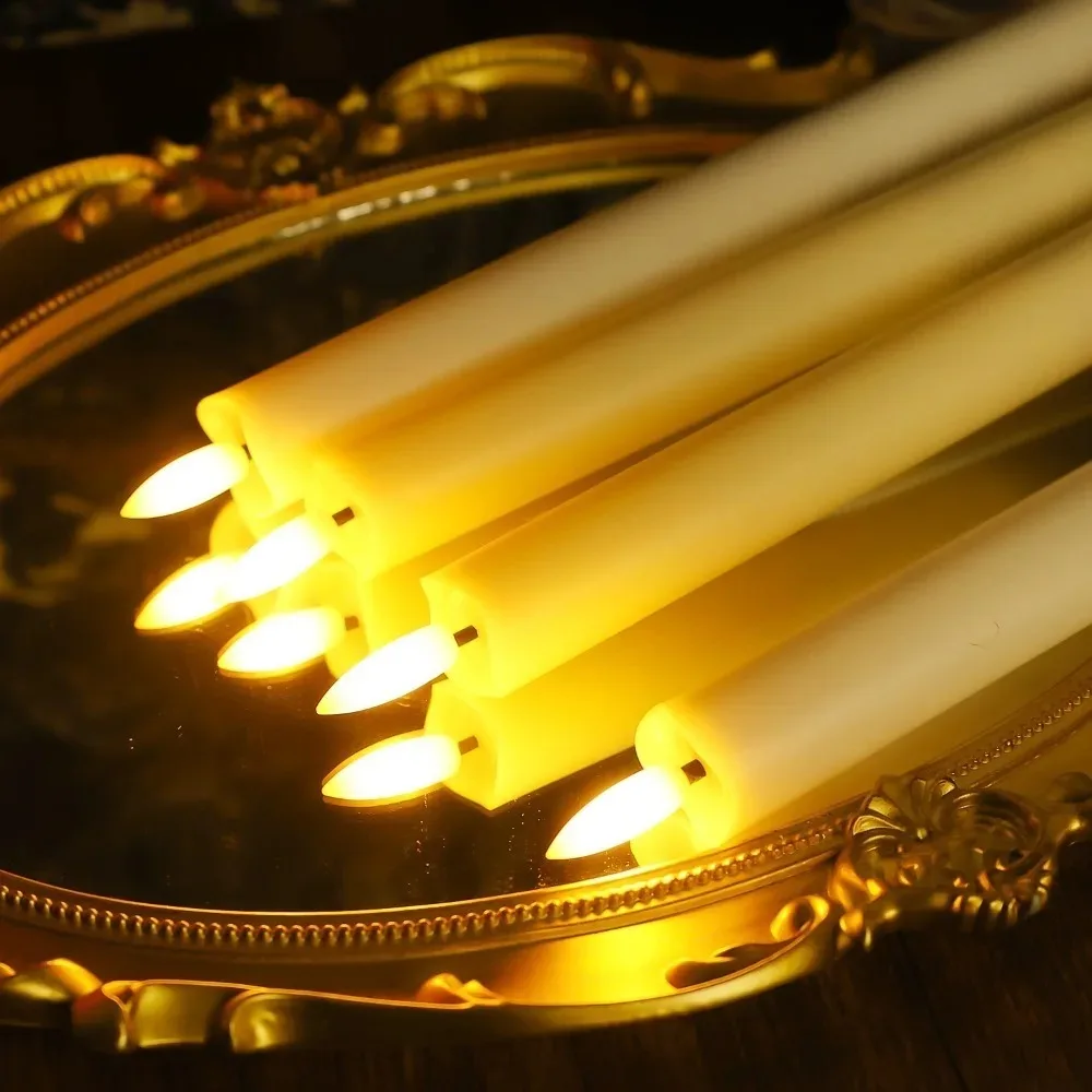 Velas LED con boca ondulada, luces sin llama alimentadas por batería, vela electrónica de polo largo, suministro de decoración DIY para fiestas y bodas