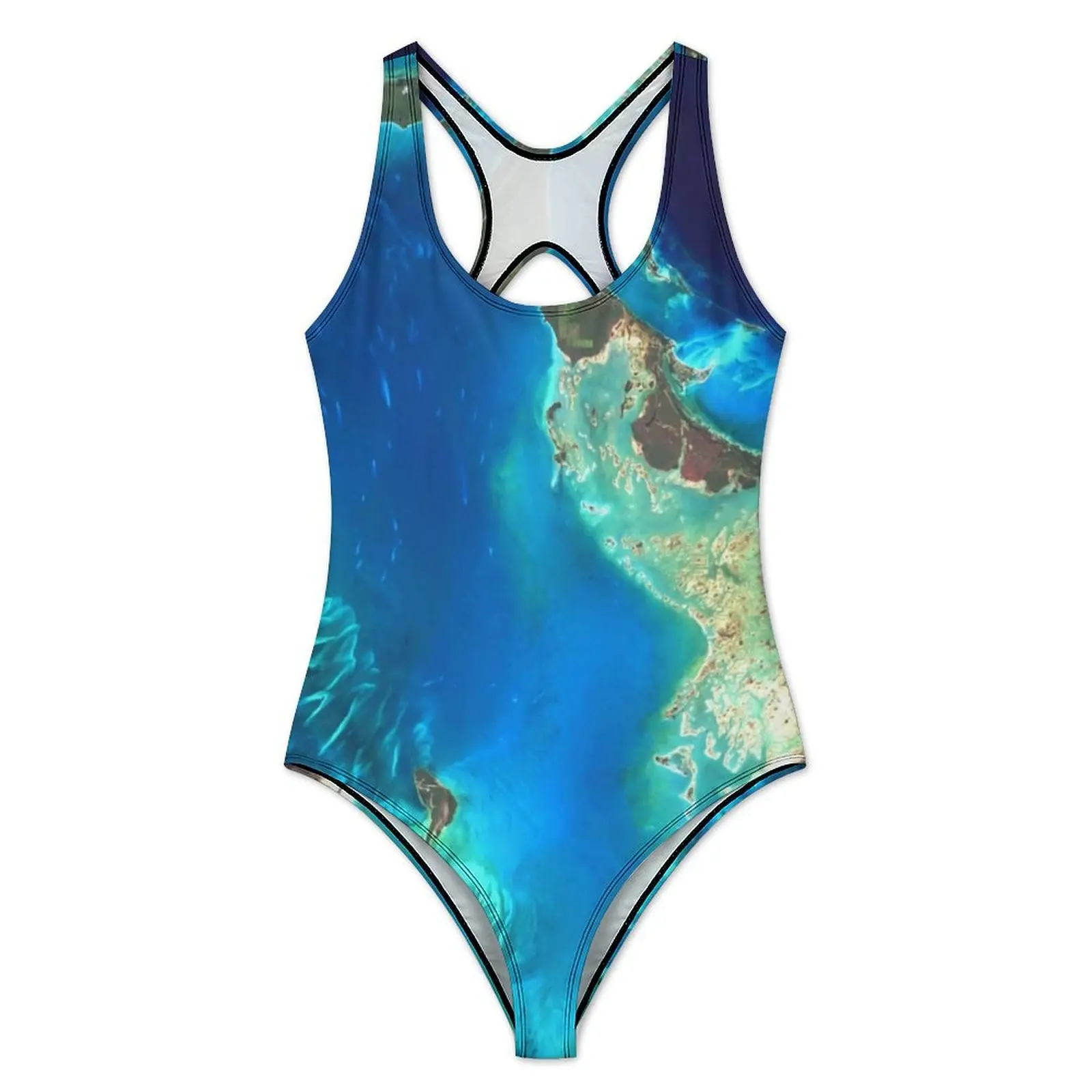 Earth Map Print Swimsuit Sexy Abaco Islands One Piece Swimwear Push Up Swimsuits Sweet Sport Beach Outfits