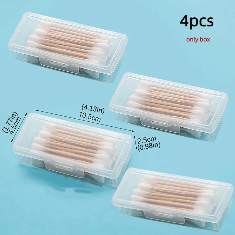 4pcs Portable Plastic Cotton Swabs Storag Box Holder Jewelry Case Nail Tool Container Travel Medicine Box Makeup Tools