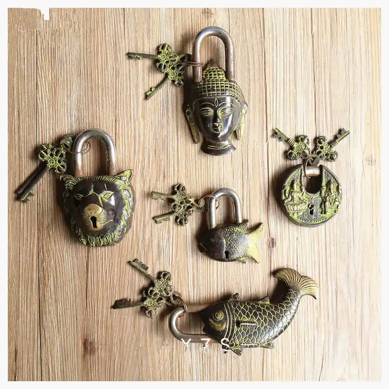 

Tibet Handicrafts Solid Brass Antiqued Locks Collections for Family Arts Lock Free Shipping HDC102