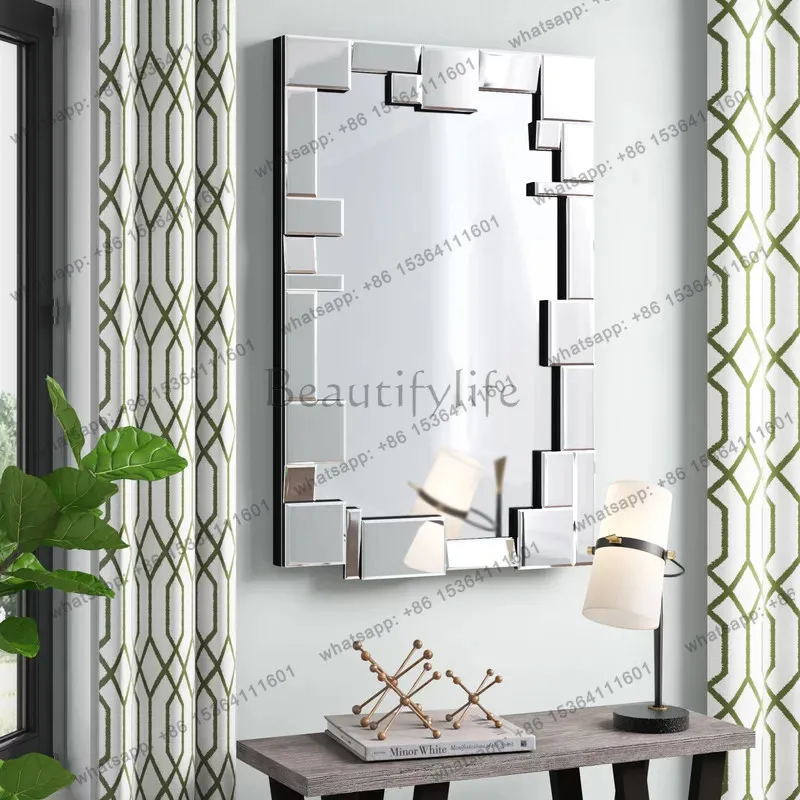

Household full-body mirror floor-to-wall fitting three-dimensional wall-mounted decorative mirror