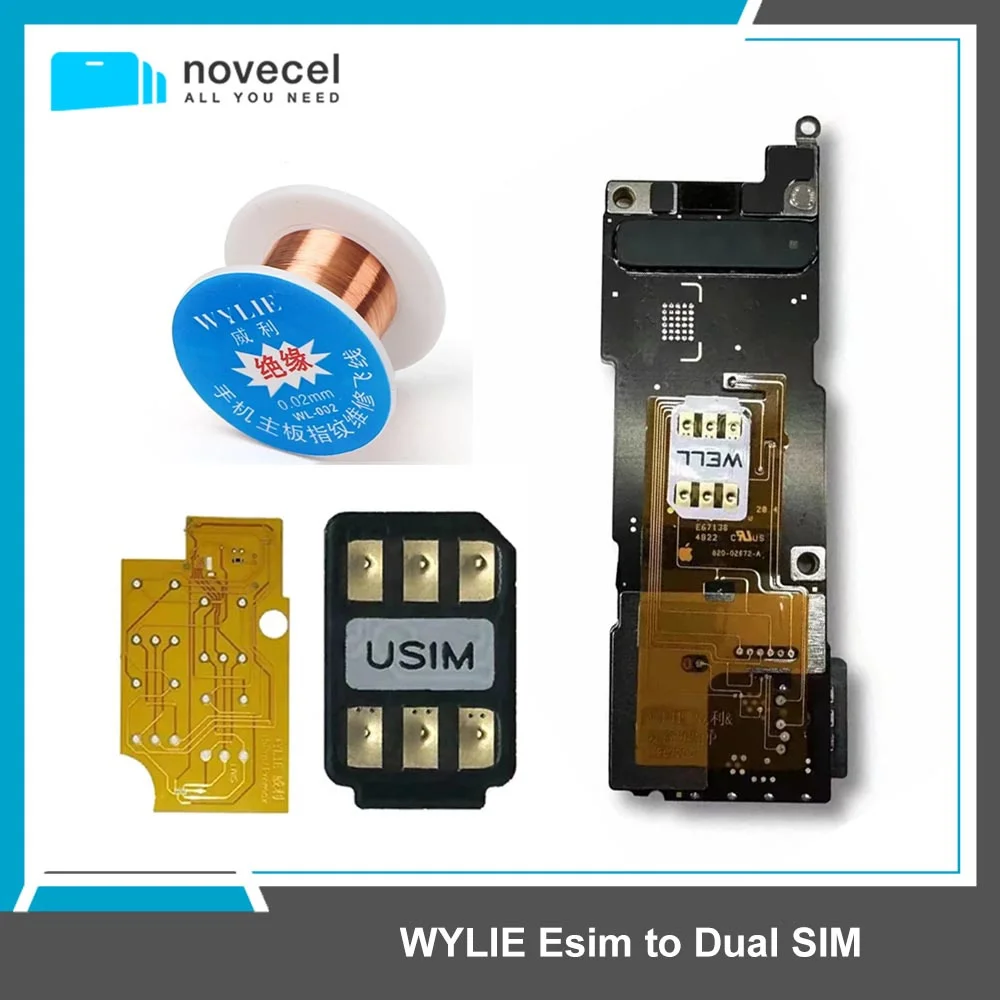 WYLIE New Single To Dual Built-in Cable for iPhone 16 Pro 15 Plus Pro Max eSim to Sim No Need Separate No Damage Flex Part