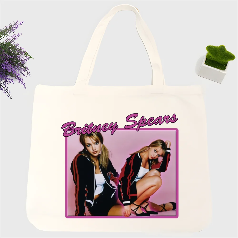 

Britney Spears Shopping Bag Print Original Design White Unisex Fashion Travel Canvas Bags