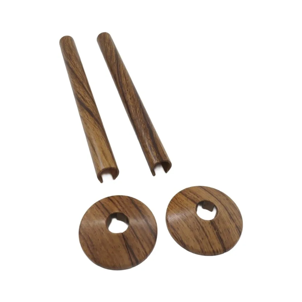 Wood Plastic Radiator Pipe Cover 4PCS Set for 15mm Pipes Includes 2 Rings and 2 Tubes Simple Installation Wood