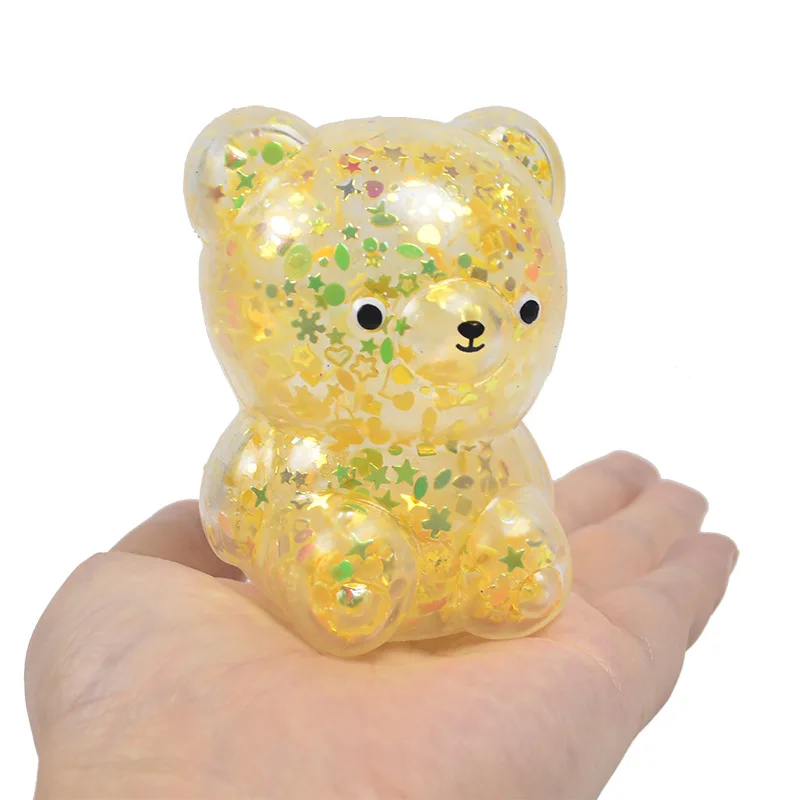 TPR Stree Relief Teddy Bear Squishy Toy Syrup Kid\'s Gift Color Animal Pinch Fidget Sensory Decompress Squeeze Sugar Vent Ball