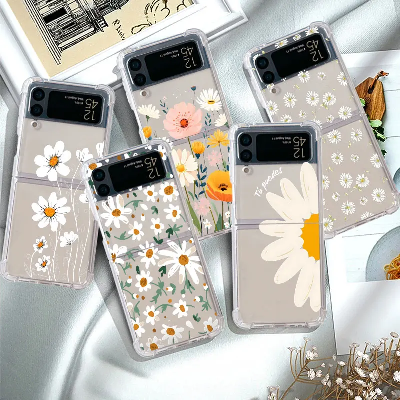 Daisy Chrysanthemum Flowers phone Case for Samsung Galaxy Z Flip 3 Z Flip 4 ZFlip 5 5G zflip Flip3 Flip4 5 Airbag Fundas Cover