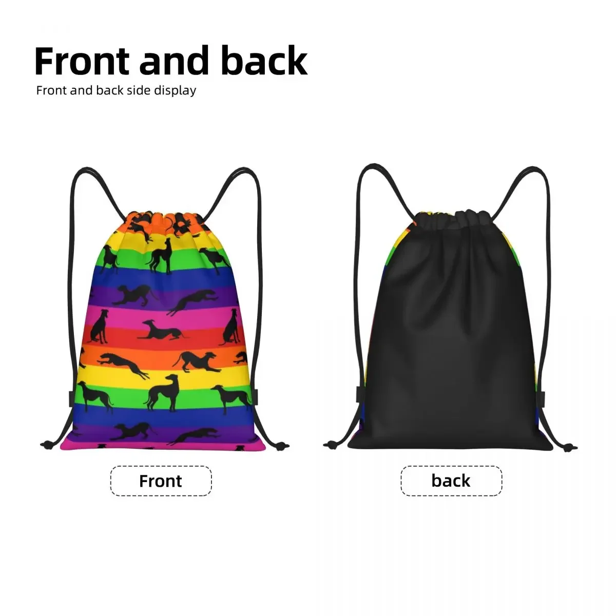 Greyt Greyhound Rainbow Drawstring Backpack Women Men Sport Gym Sackpack Portable Whippet Sighthound Dog Shopping Bag Sack