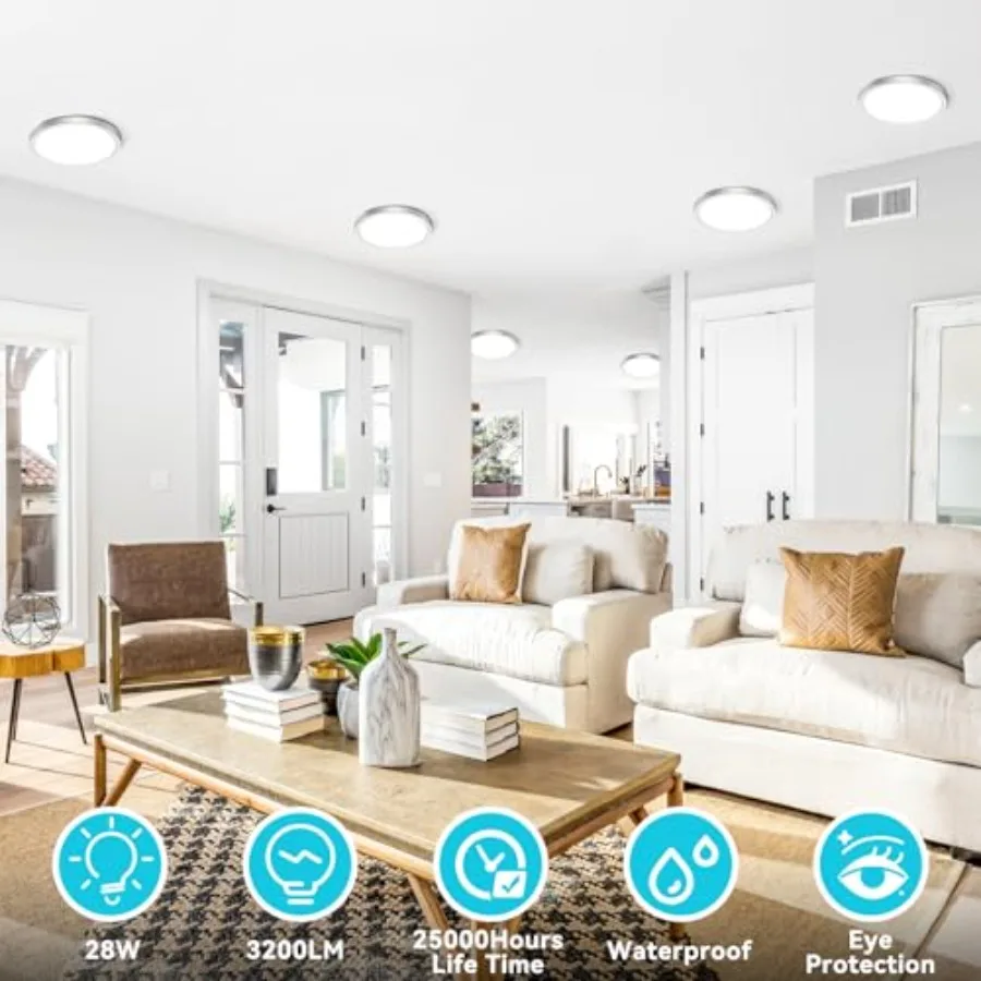 3 Pack 7 Inch Led Ceiling Light Flush Mount, 15W Light Fixtures Ceiling Mount, 3000K/4000K/6500K Color Options, Thin Flat Led C