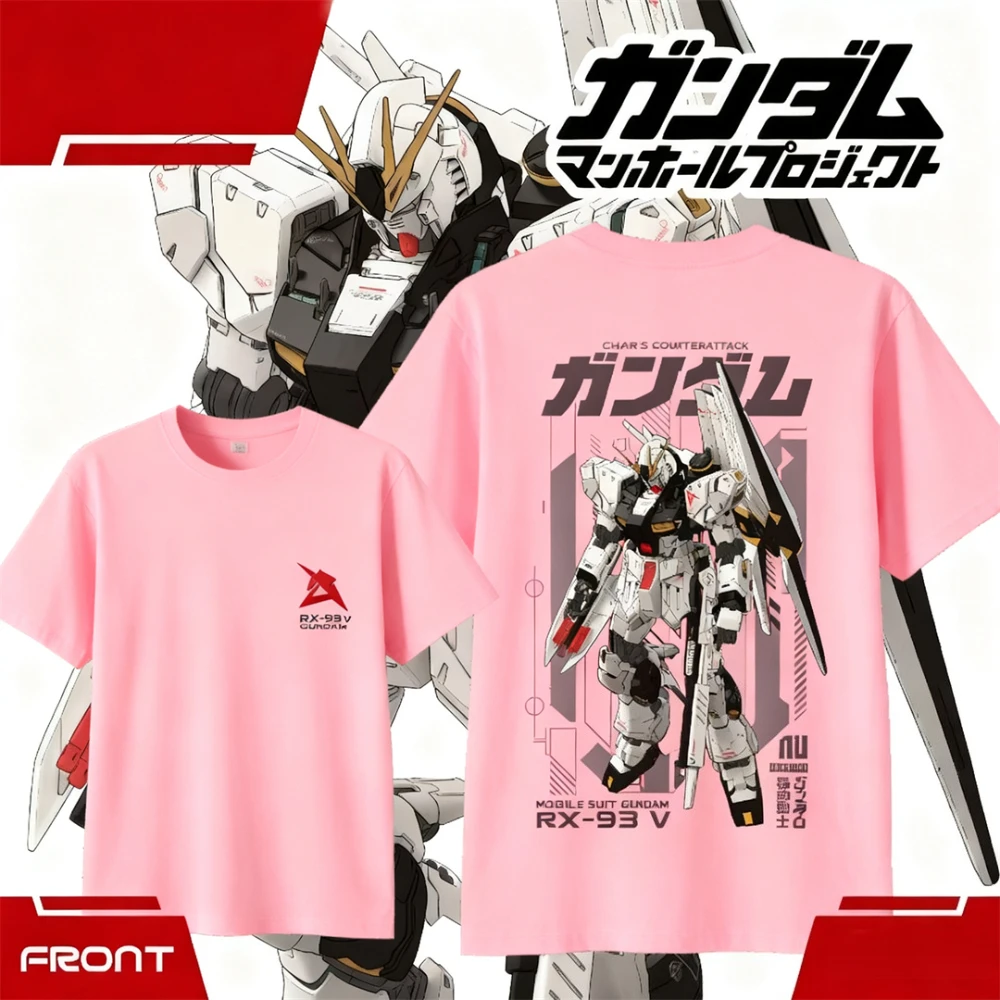 Koszulka RX-93 NU GUNDAM CHAR Counterattack Nieoficjalna Bawełna Lata 30. Luksusowa Dziecięca i Młodzieżowa Męska i Damska Okrągły Dekolt