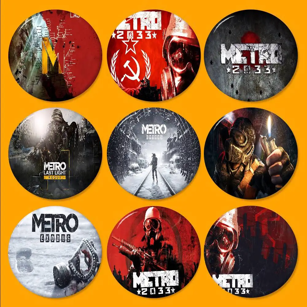 Gaming Metro 2033 Tinplate Pin Button Custom Anime Role Old-school Brooch Cartoon Collar Badge Jewelry Gift Fans
