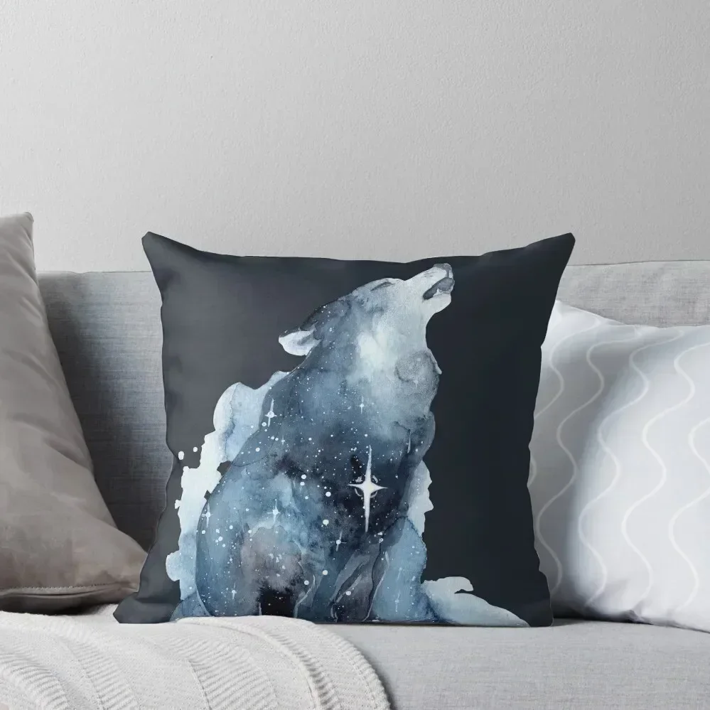 

Galaxy Howling Wolf Throw Pillow Pillowcases Bed Cushions Custom Cushion Photo pillow