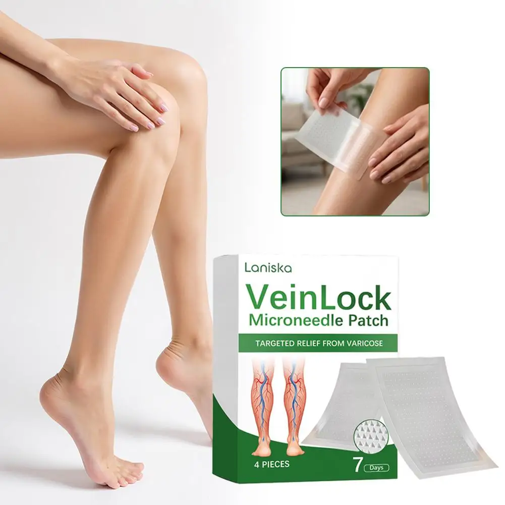 Microneedle Varicose Veins Patch 8H Long Lasting Relief Leg Vein Smoothing Sticker Promote Blood Circulation Gentle Care 4Pcs