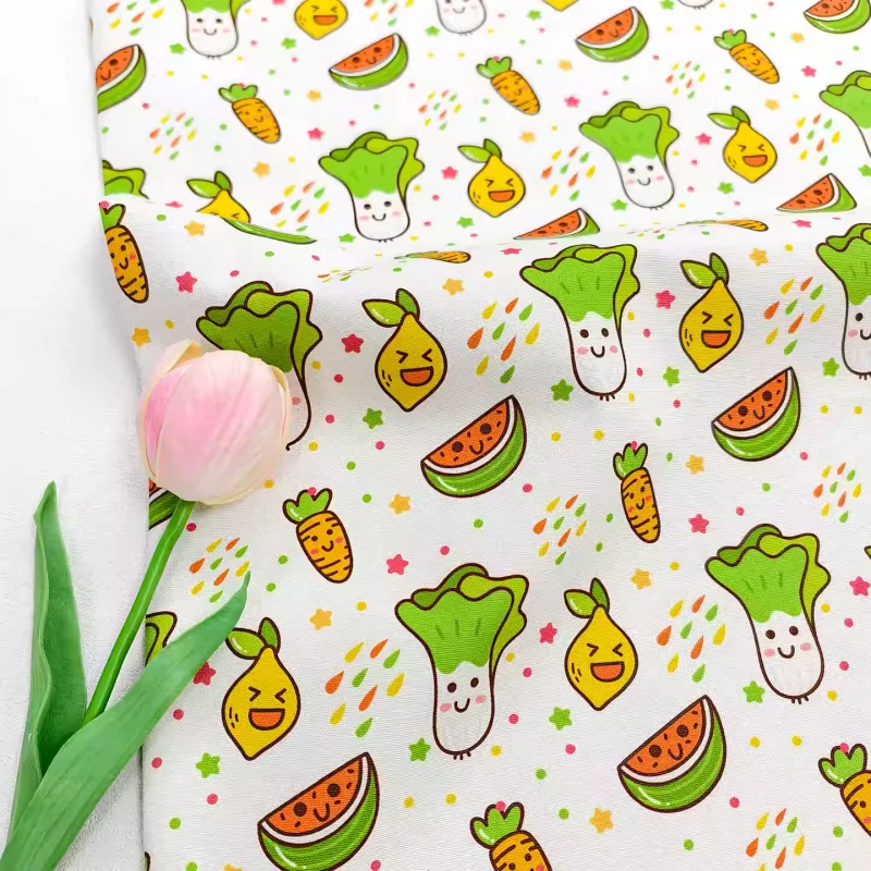

Lemon vegetable pattern cotton fabric, used to make DIY fabrics such as bags, jackets, pillows, sofa covers, tablecloths, etc.