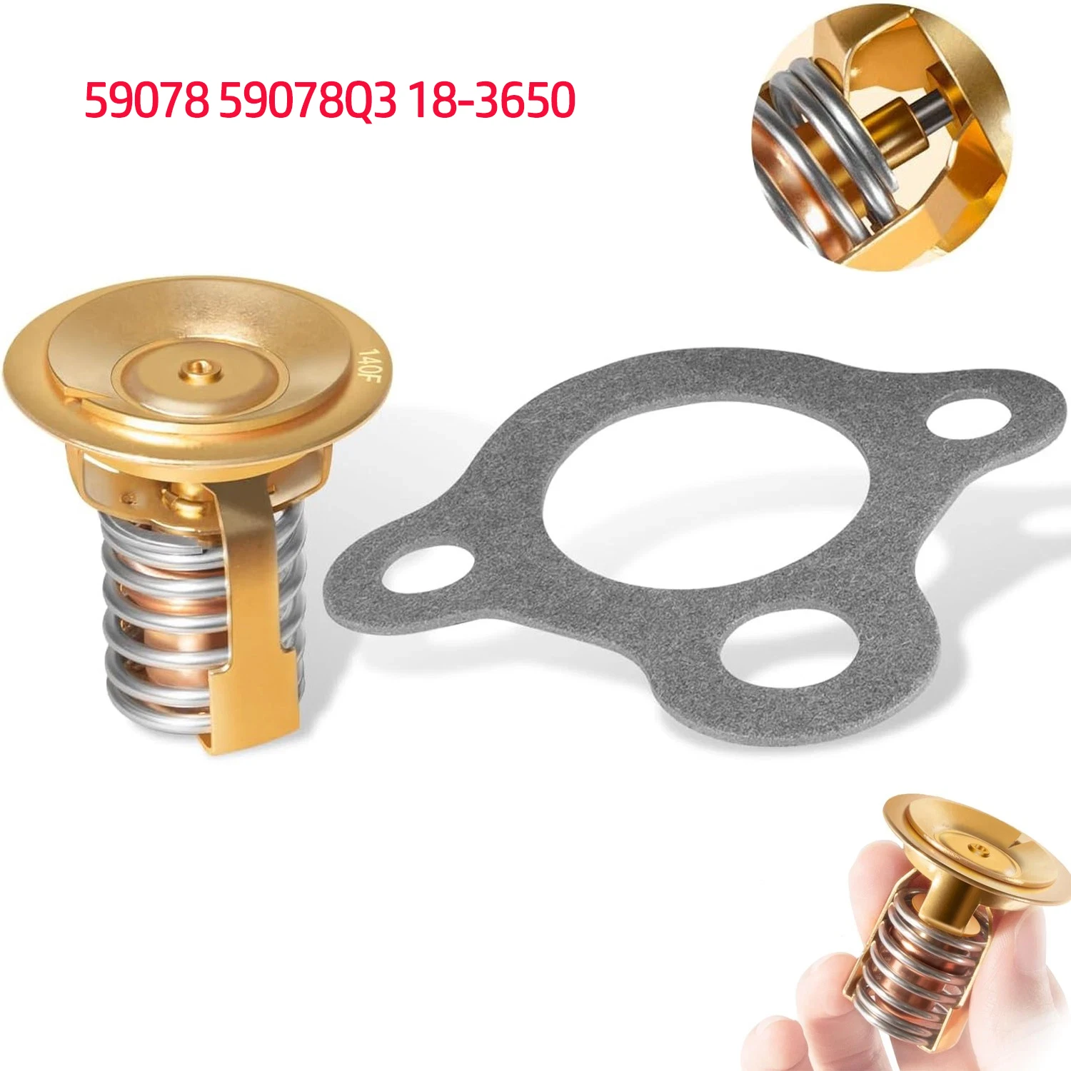 

Комплект морского термостата для Mercury Marine Mercruiser 2.5 и 3.0, замена 59078, 59078Q3, 18-3650