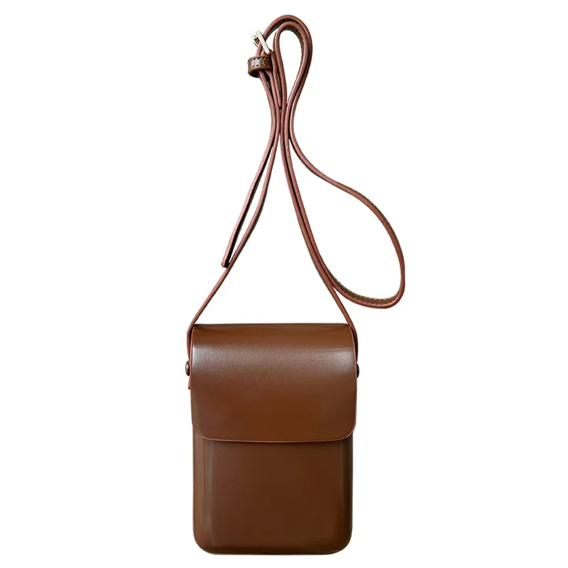 

2024 niche versatile vertical Korean style change phone bag, simple box bag, retro men's and women's texture crossbody bag