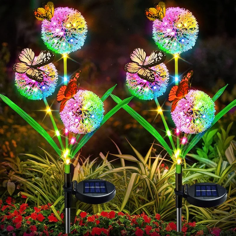 

Solar Butterfly Dandelion Garden Lights Outdoor Waterproof LED Stake Lamp for Yard Patio Lawn Courtyard Landscape Pathway Decor