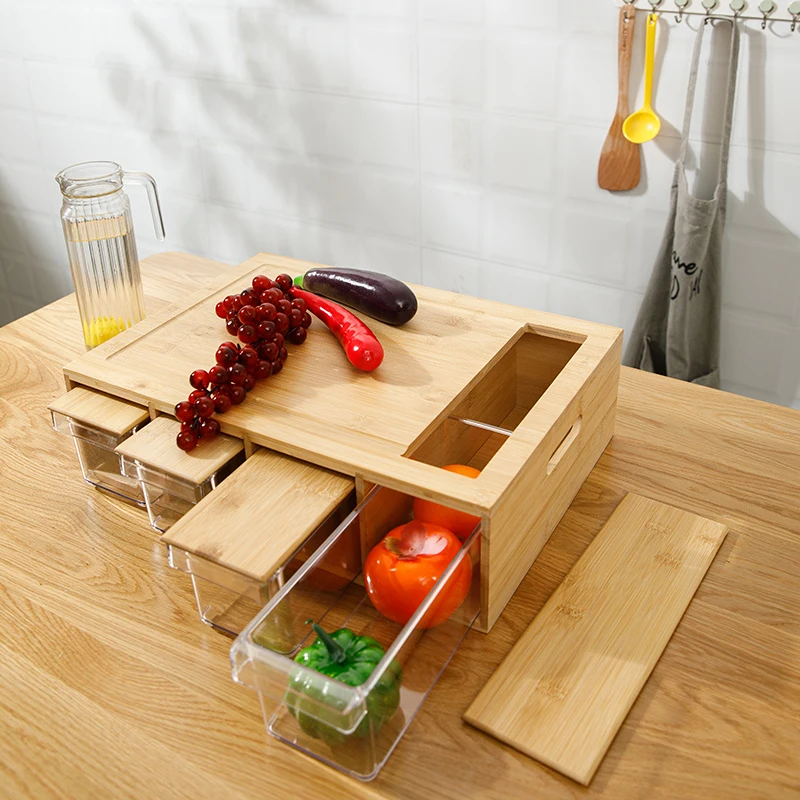 Multifunctional acrylic chopping board kitchen with drawer-type bamboo