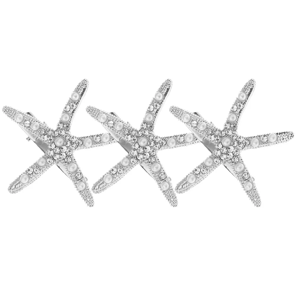 

3 Pcs Hairpin Clips Bride Rhinestones Alloy Girls Hairpins Mermaid Accessories Barrettes for Women