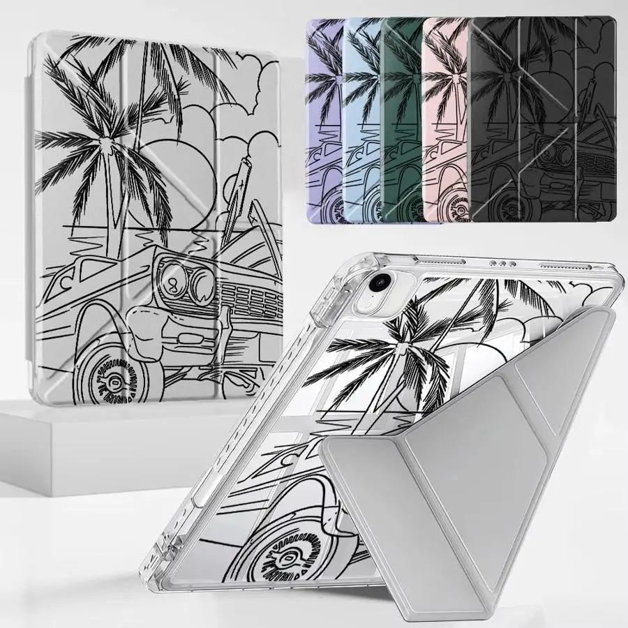 

Чехол для планшета iPad Pro 2025, Mini 6, 7, Pro 11, 10, 9, 8, 7 поколений, 12.9 дюймов, Air 4, 5, M3, M2, M4, 11 дюймов, с подставкой, Y-Fold Island