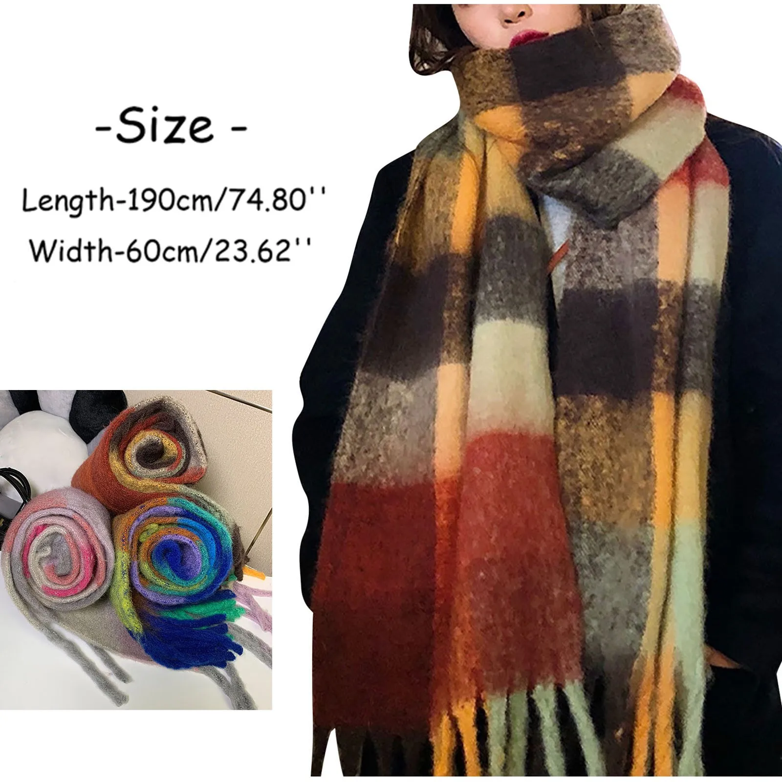 

Women New Plaid Pashmina Blanket Shawls Cashmere Shawl Lady Wrap Tassel Scarves Men Foulard Luxury Winter Thick Warm Scarf