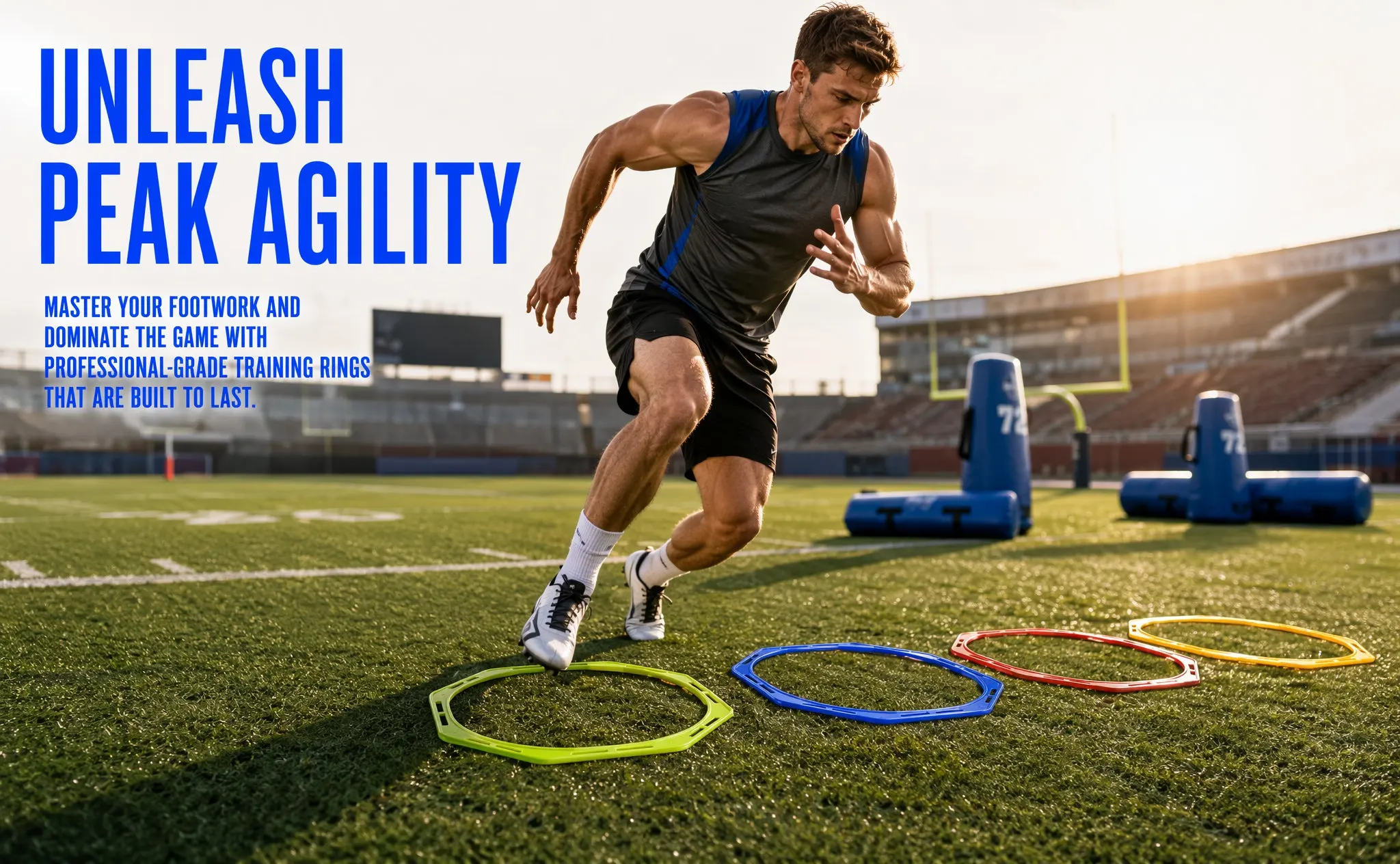 4Pcs Football Exercise Rings Soccer Training Agility Circles Smooth Surface Long-Lasting PP Material Gift for Family Friends