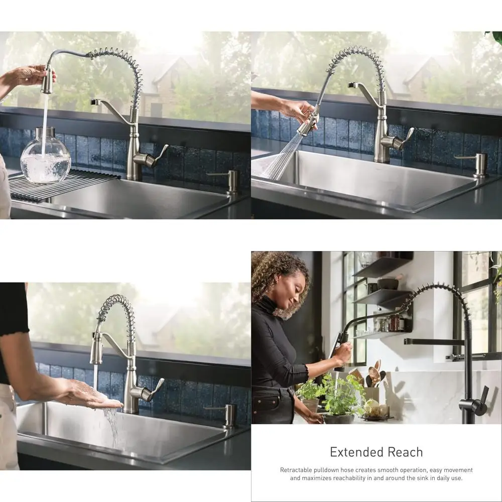 

Single-Handle Pull-Down Kitchen Faucet with Pre-Rinse and Soap Dispenser, 87886SRS