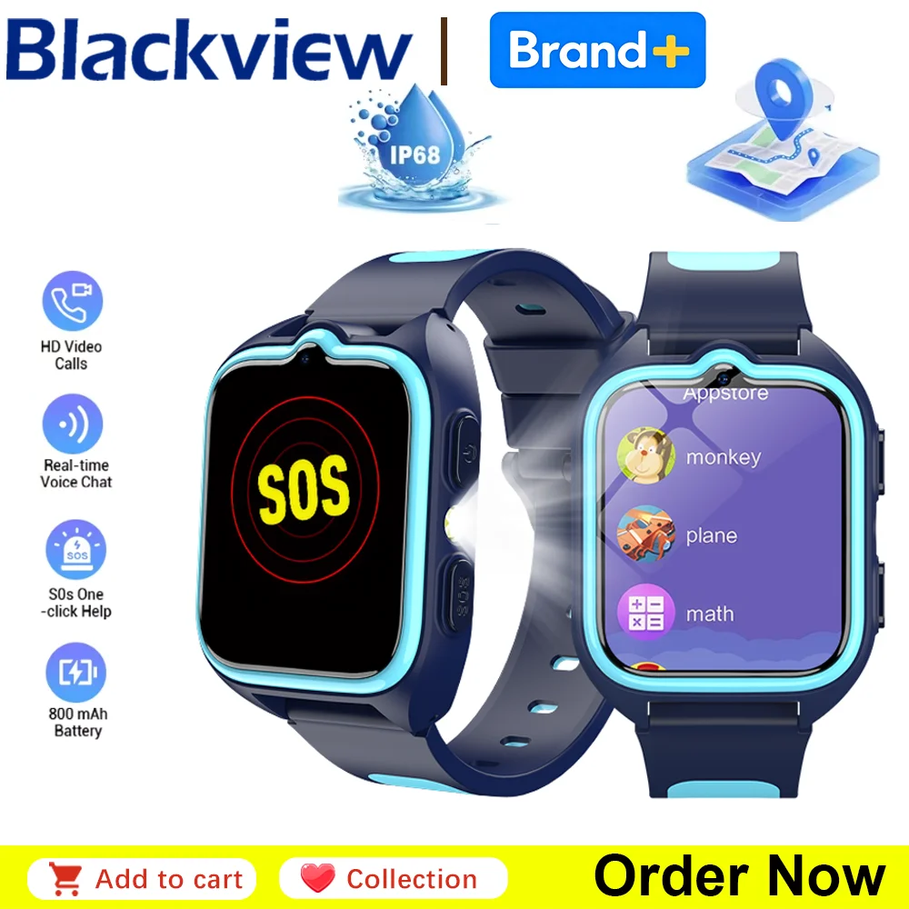 Reloj Inteligente para Niños Blackview Z40 Pro Z30 4G con GPS, SOS, Videollamada, Resistente al Agua IP67, Localizador Antipérdida, Regalo de Cumpleaños, Cámara