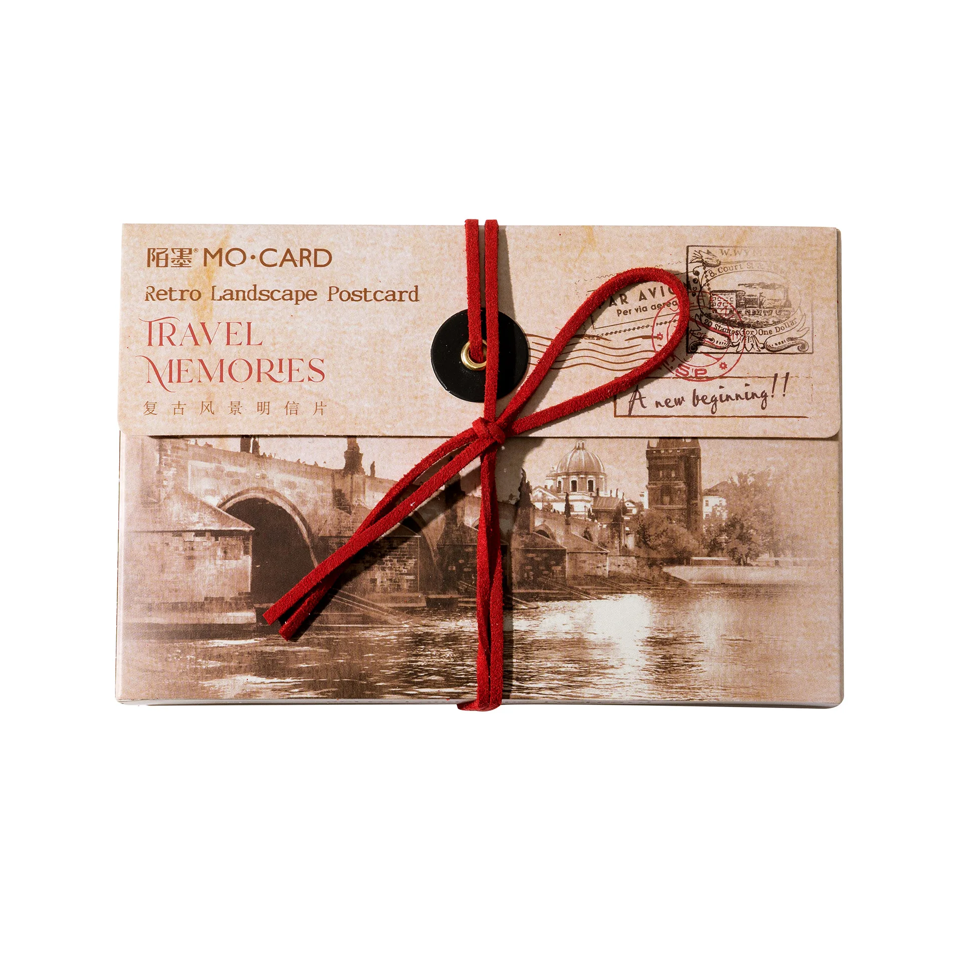 مجموعة بطاقات بريدية لذاكرة السفر الرجعية مكونة من 30 قطعة - تصميمات الهندسة المعمارية والمناظر الطبيعية لجمع الرسائل والتذكارية