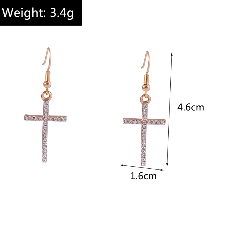 Mode Kristall Kreuz Tropfen Ohrringe für Frauen Gothic Kreuz Baumeln Haken Ohrringe Mädchen Party Festival Schmuck Geschenke – Detail 11