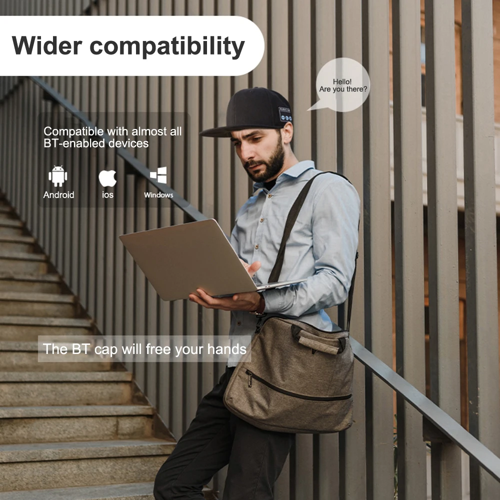 Chapéu Bluetooth ajustável com microfone, sem fio Smart Speaker Cap para esportes ao ar livre, boné de beisebol, novo